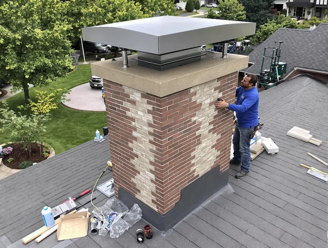 Scituate Chimney Sweep team working on a custom chimney remodel in Scituate, MA