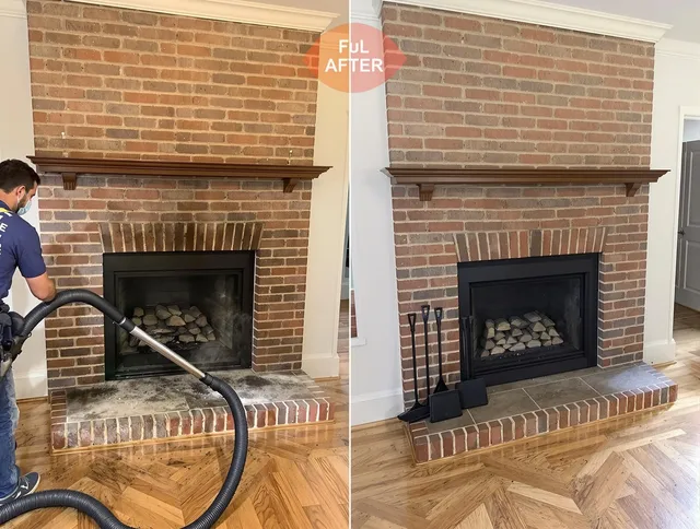 Scituate Chimney Sweep carefully sanitizing a fireplace in Scituate, MA