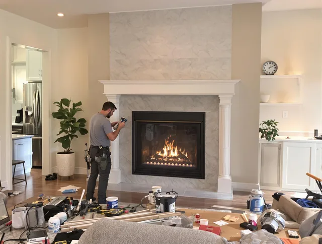 Newly installed fireplace by Scituate Chimney Sweep in Scituate, MA